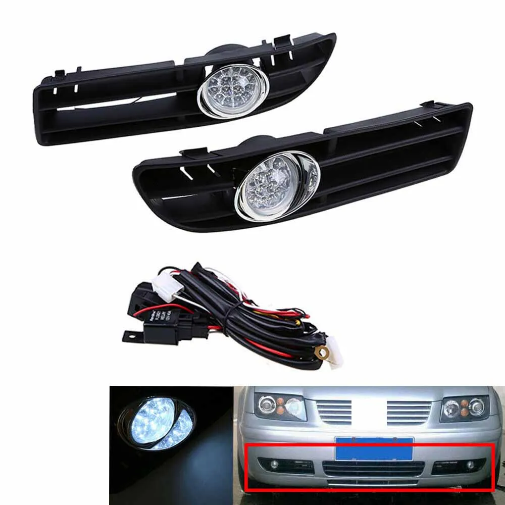 

1 Pair Car BUMPER GRILLE Grill FOG LIGHT LED LAMP Fit FOR VW JETTA BORA MK4 99-04 1J5 853 665B，1J5 853 666B