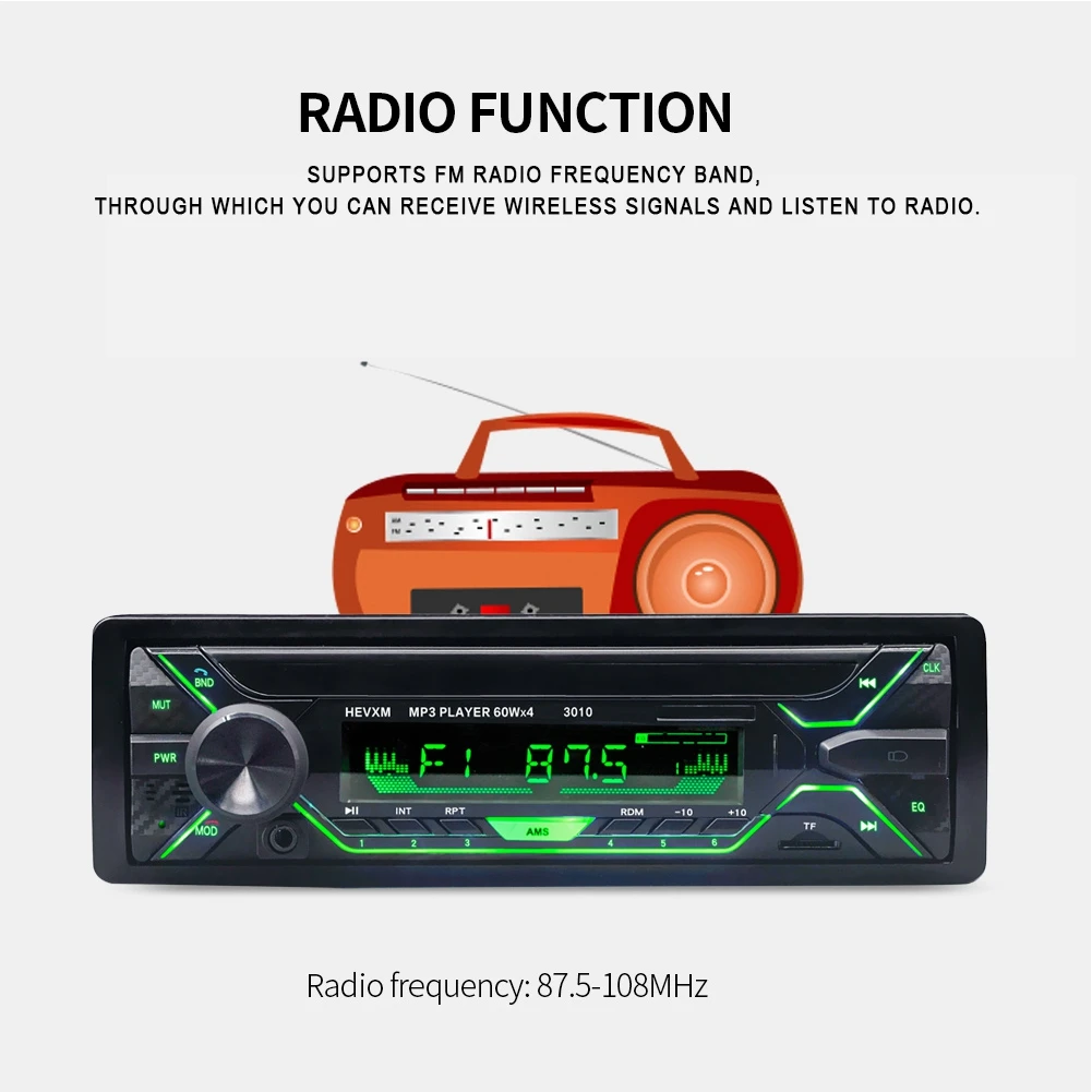 Универсальный автомобильный FM-радиоприемник BT MP3 музыкальный плеер 12 В Громкая