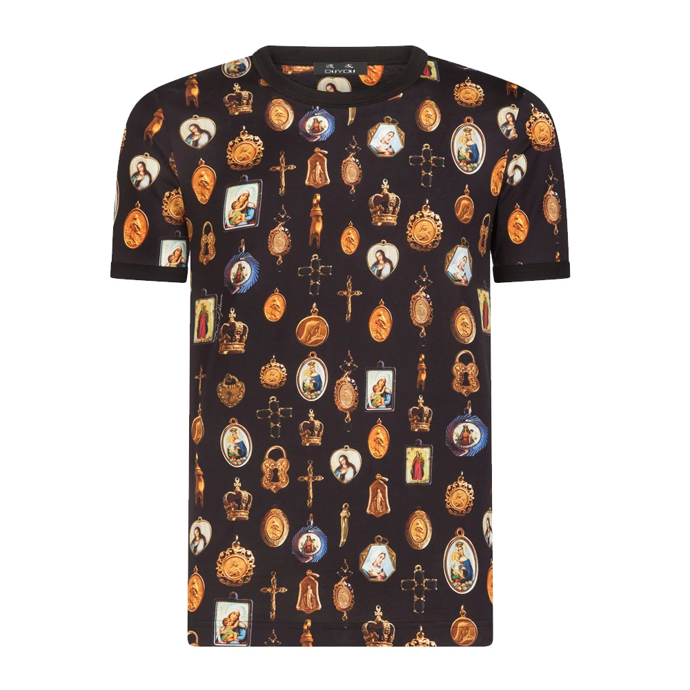 Футболка DUYOU мужская с принтом Девы Марии повседневная тенниска из 100% хлопка