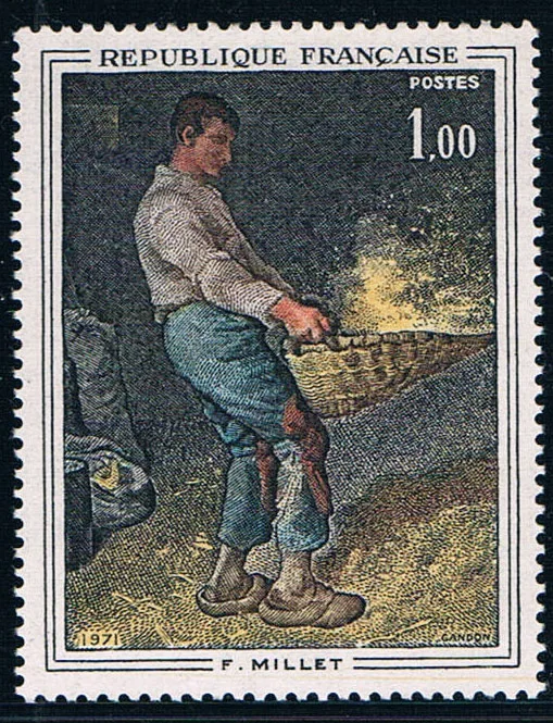 FR3036 Французский штамп 1971 художественная серия Миллер картина &quotФермер зимой&quot 1
