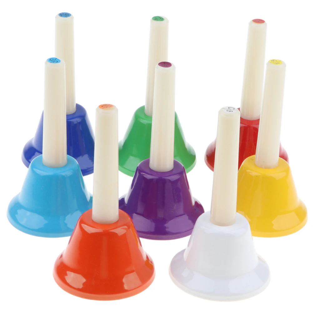 Pack of 8 Multi-Color Hand Bells Note Tones Orff Percussion Instrument Kids Early Musical Learning Toy | Игрушки и хобби