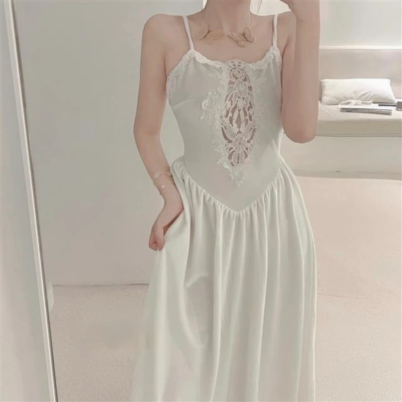 

Velvet Sleep Dress Women Girls Vintage Temperament Sleepwear Spring Summer 2021 Nightgown Lace Nightie Mid-Calf Nightwear