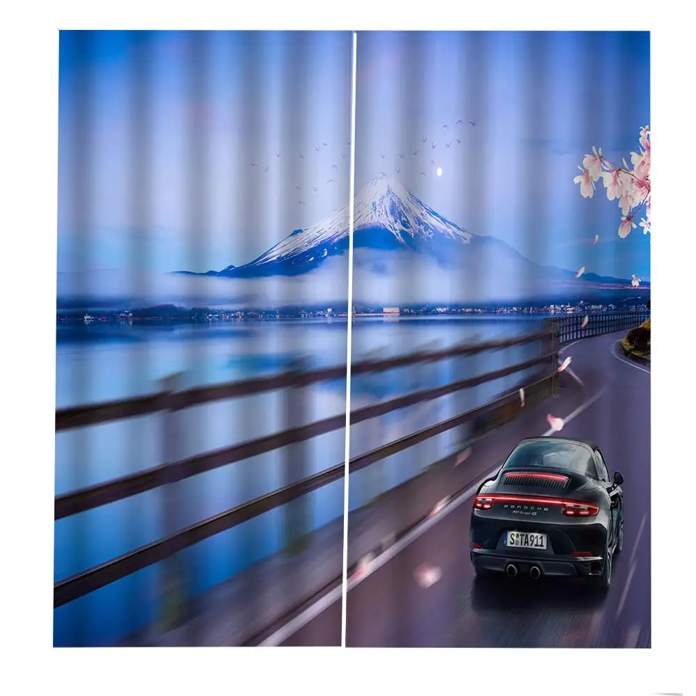 Custom any size Modern Snow mountain seaside scenery Curtain Car For Living room Bedroom Blackout Drapes Home Decor Sets | Дом и сад