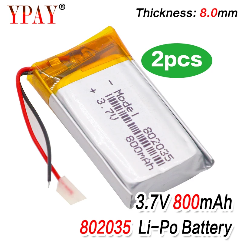Высококачественные литий ионные аккумуляторные ячейки 2 шт. 3 7 В 802035 800