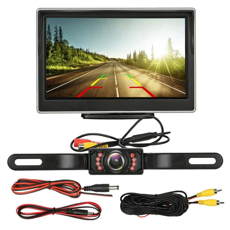Car License Backup Camera Rear View HD Parking System Night Vision 5 Inch Monitor TFT LCD Screen Digital | Автомобили и мотоциклы