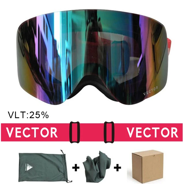red Векторные брендовые лыжные очки мужские и женские двойные линзы UV400 противотуманные лыжные очки снежные очки Взрослые лыжные очки для сноуборда - Цвет: red