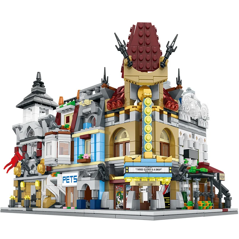 

2021 four-in-one city building model street view building block toy
