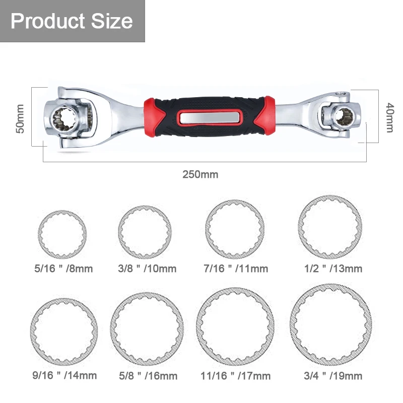 Торцевой ключ универсальный ручной инструмент 48 в 1 с раздвижными болтами и