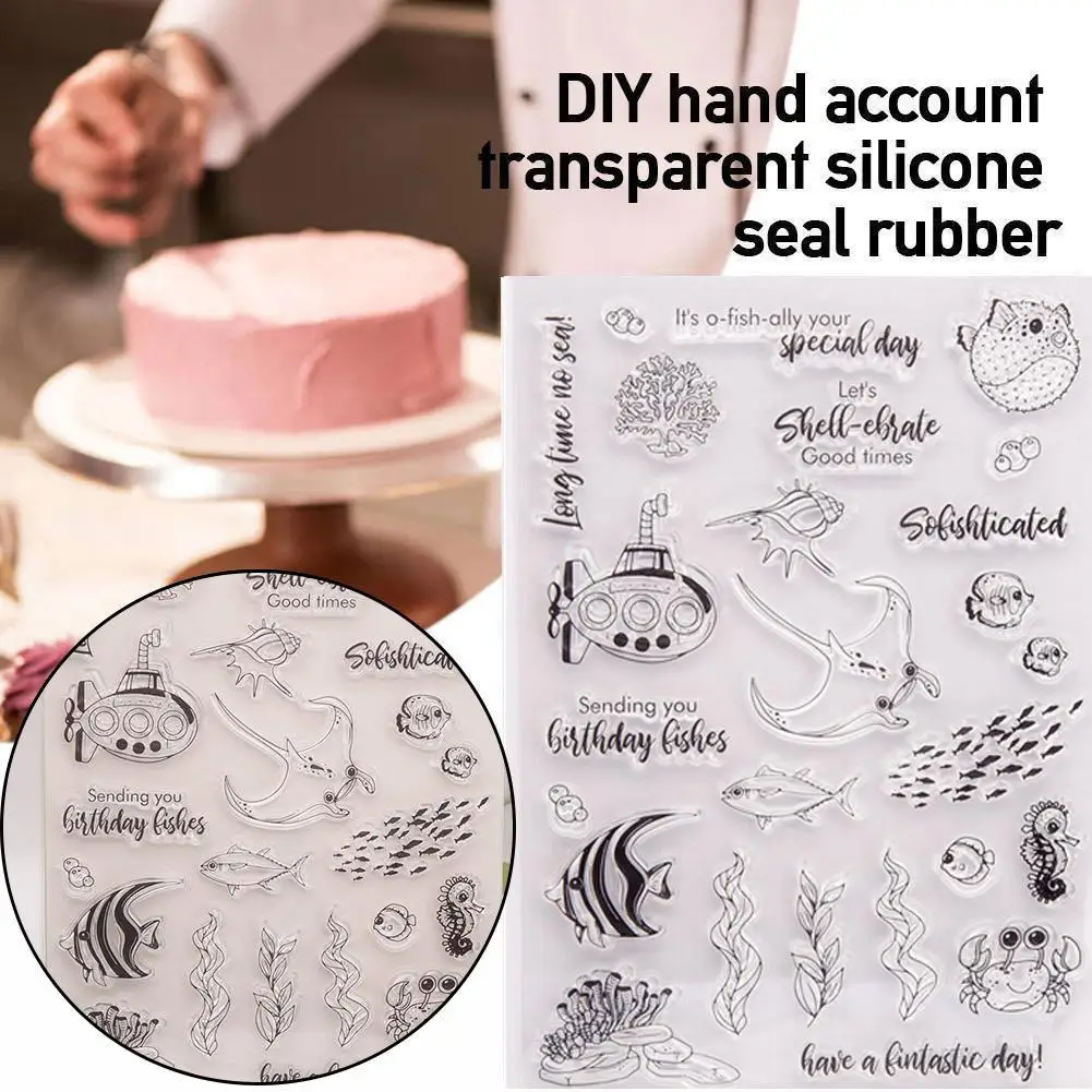 

Submarine Marine Life Transparent Clear Stamps Silicone Seals Roller Album/Card supplies Making DIY Scrapbooking Painting P Q4D5