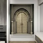 Европейская мусульманская древняя архитектура дверь резьба по камню Холст Картина маслом постеры и принты домашний декор стен
