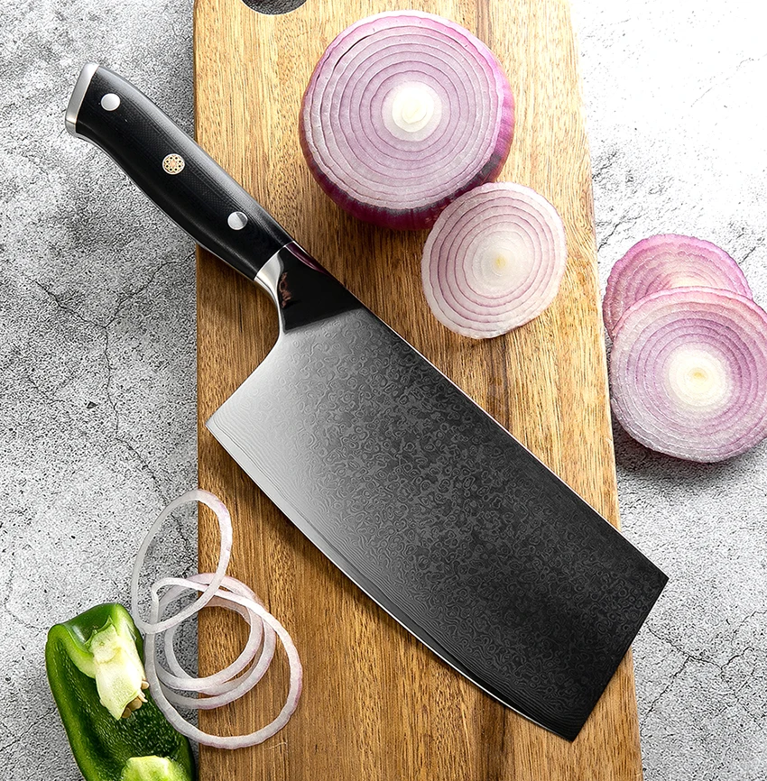 Нож шеф-повара из дамасской стали 7 дюймов 67 слоев