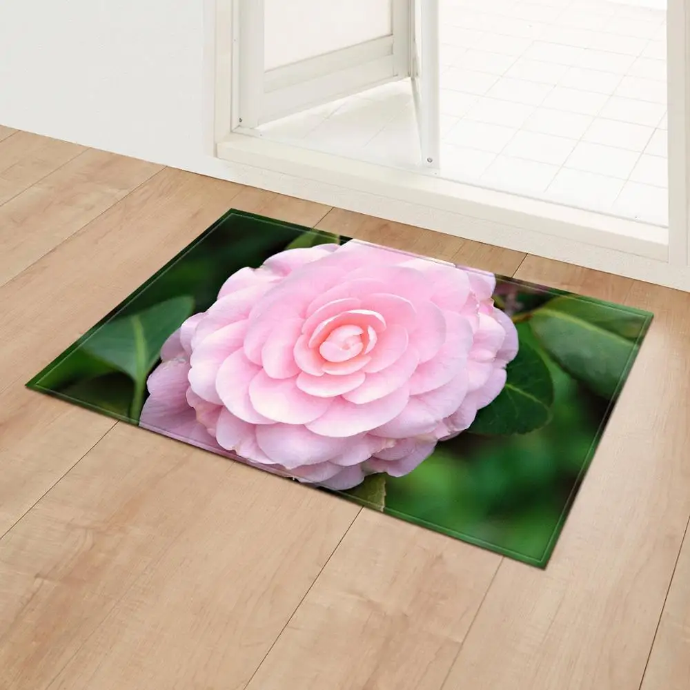 Современный 3D коврик в виде роз комнатный входной напольный Противоскользящий