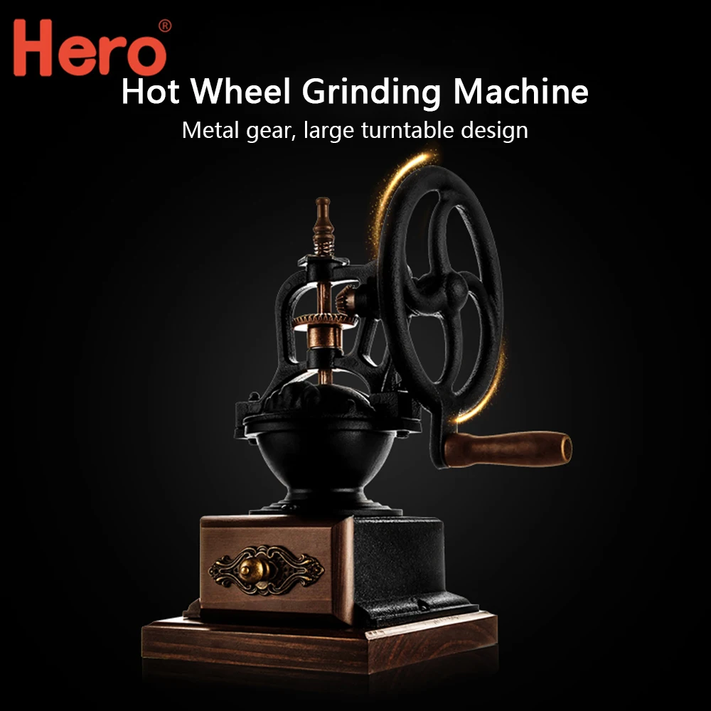 Ручная кофемолка ручная в ретро стиле зерновая Классическая деревянная