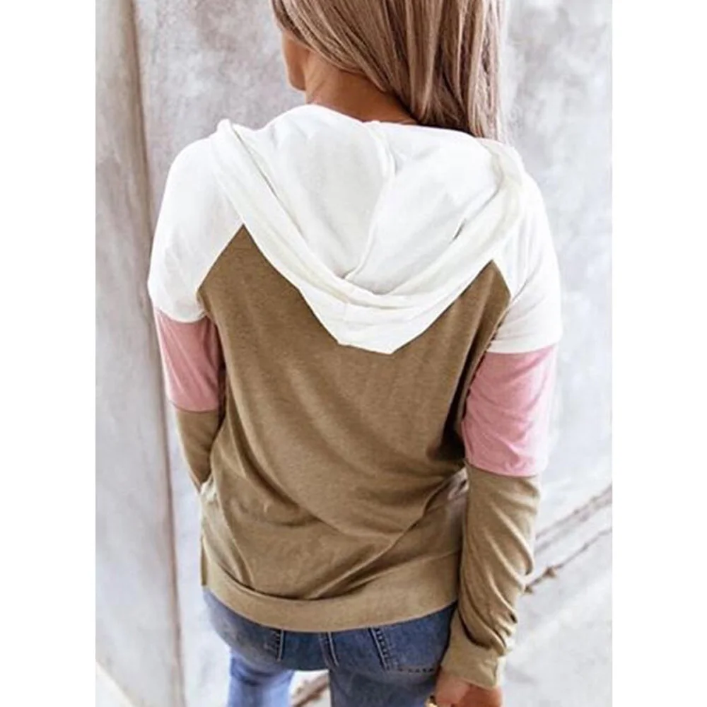 

Women Hoodies Harajuku Casual Loose Long Sleeve Hooded 2020 Autumn Vintage Patchwork Sweatshirts Female Elegant Pullover Top 5XL