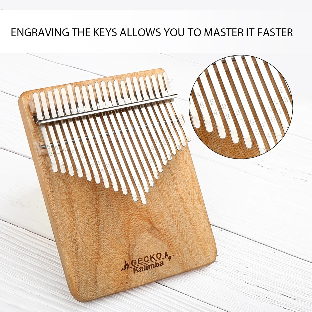 GECKO Kalimba 21-Key F tones Camphor Wood African Thumb Finger Piano K21CP Musical Instrument keyboard xylophone vibraphone