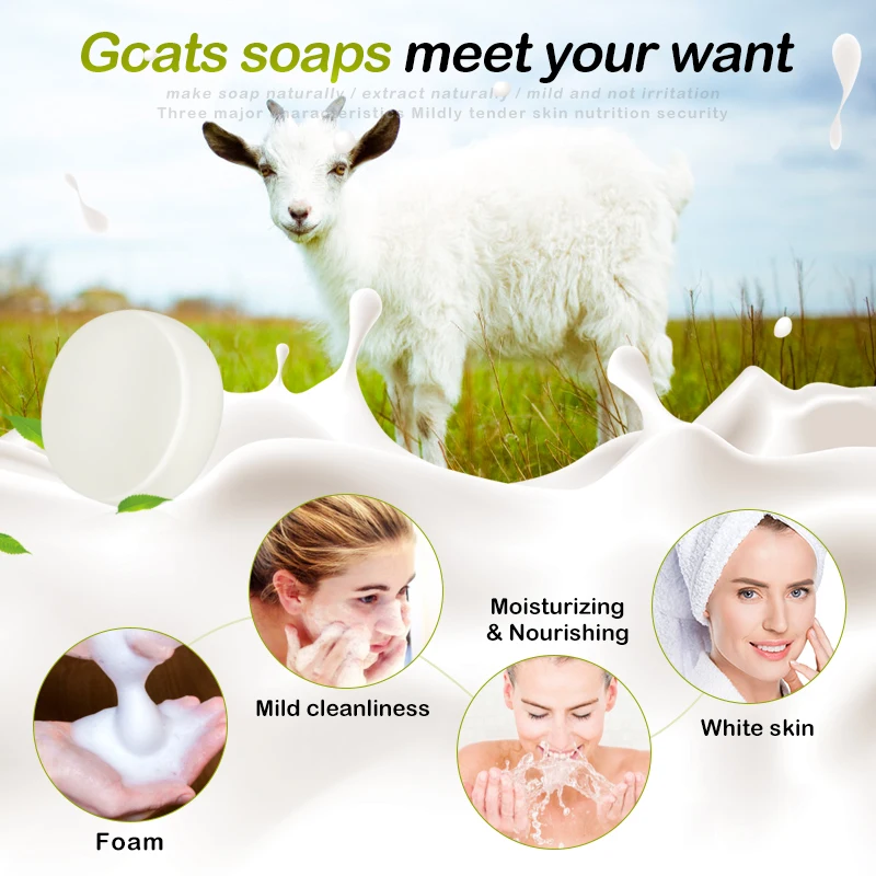 Goat's Milk Handmade Soap Removal Acne Blackhead Smooth Skin Tightening Pores Deep Cleaning Whitening Moisturizing Soap TSLM2