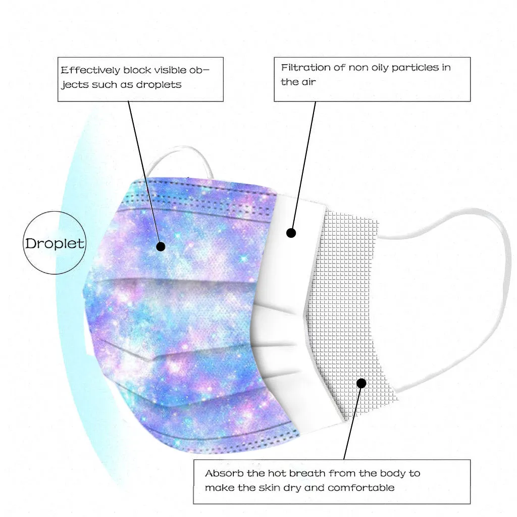 

50-100pcs Kids Tie-dye Gradient Face Masks Children's Breathable Mouth Mask Disposable Three-layer Face Cover Mascarilla Masque