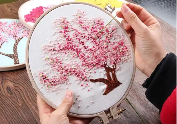 DIY Вышивка растения цветок вышивка набор рукоделие крестиком Набор для начинающих лента настенная художественная Живопись Домашний Декор подарок