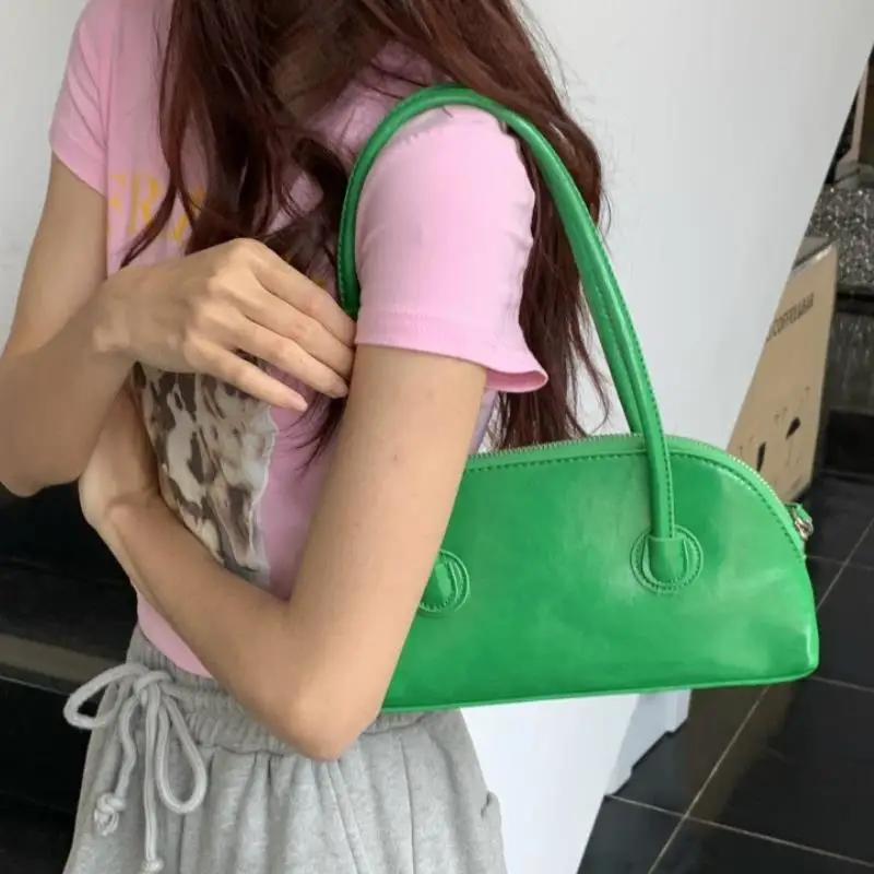 

Coolcept 2021 New Summer Women Armpit Bag Oil Wax Leather Casual Designer Women Shoulder Bag Sweet Female Daily Sweet Bag