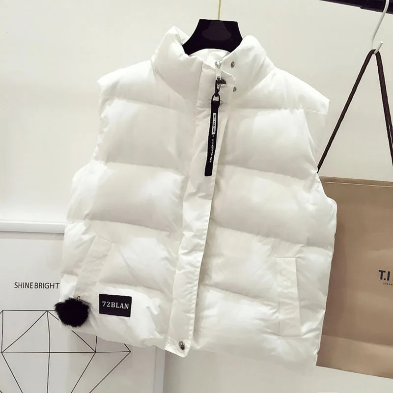 Осенне-зимний утолщенная женский хлопковый жилет однотонное короткое пуховое