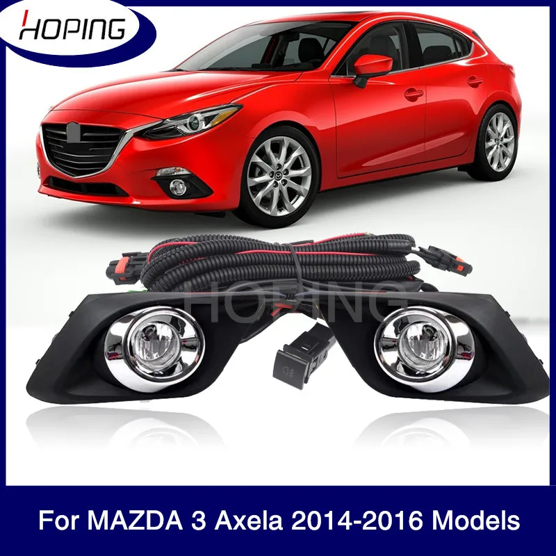 

Hoping Front Bumper Fog Light Modification Set For MAZDA 3 Axela 2014 2015 2016 Fog Lamp With Halogen Wires Harness Set