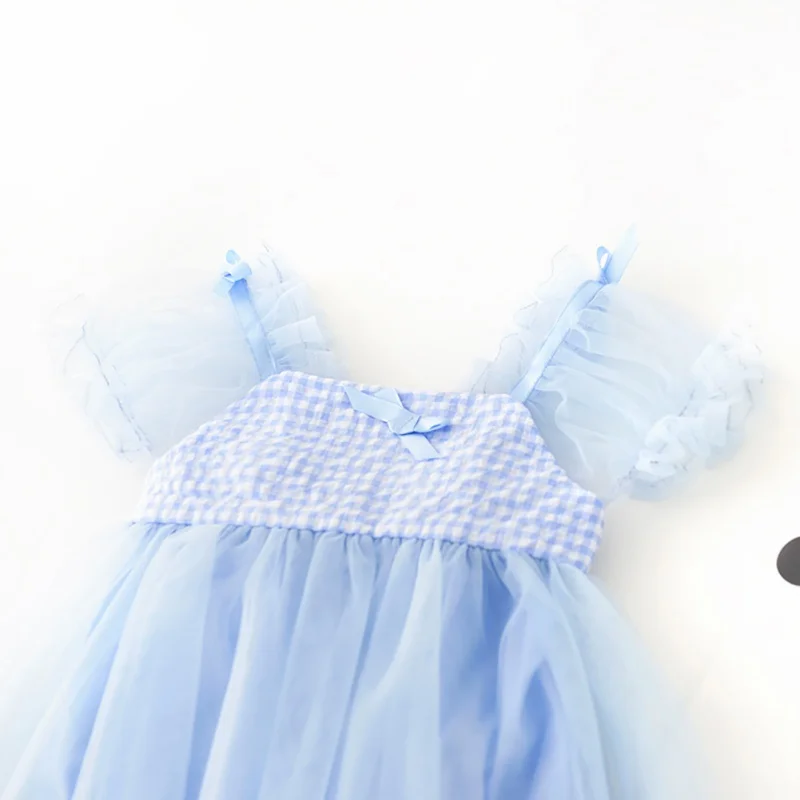 Популярное платье в клетку для девочек Одежда детей Летние милые детские
