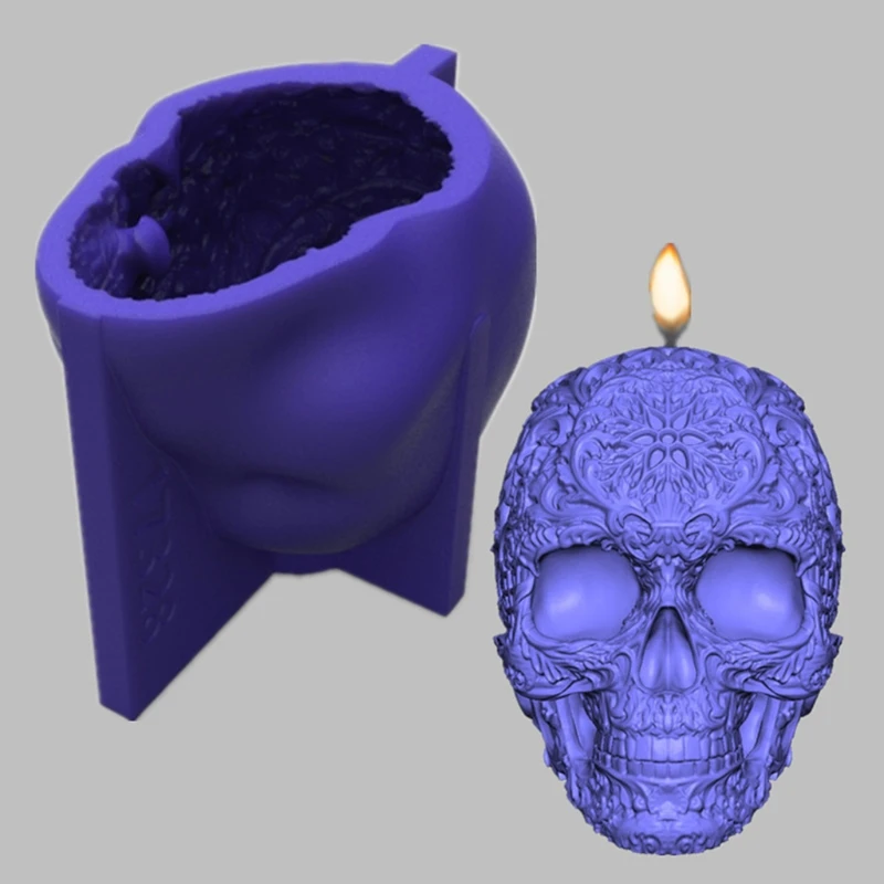 

3D Skull Decorations Epoxy Resin Mold Ornaments Casting Silicone Mould DIY Crafts Plaster Candle Making Tool