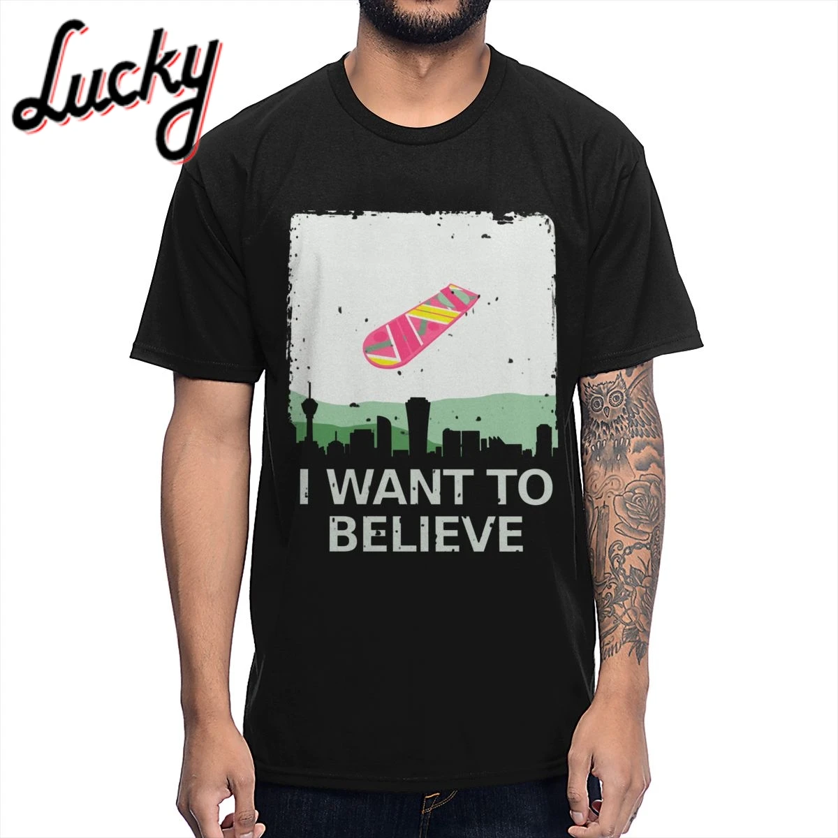 Я хочу верить футболка Повседневная с круглым вырезом лидер продаж Мужская из 100%