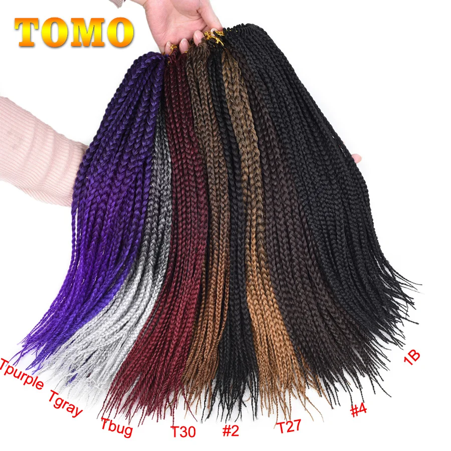 TOMO коробка косички волосы 1" 18" 2" омбре крючком косички 22 корня синтетические волосы для косички крючком наращивание волос черный коричневый красный
