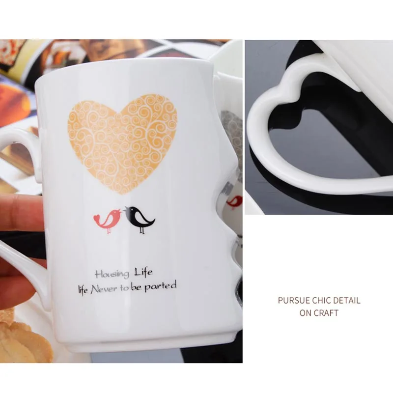 

2pcs Ceramics Kissing Cup Couple Mugs Lover Gift Morning Milk Coffee Tea Breakfast Porcelain Cup Valentines Day for girl wife