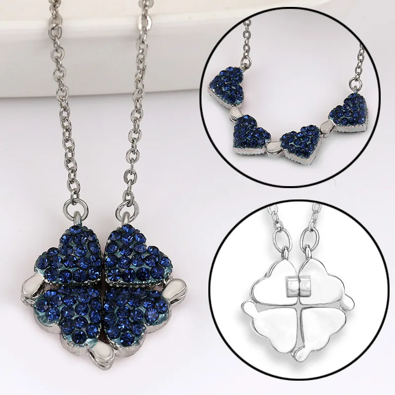 2020 Новая мода складной четыре листа клевера кулон в форме сердца ожерелья