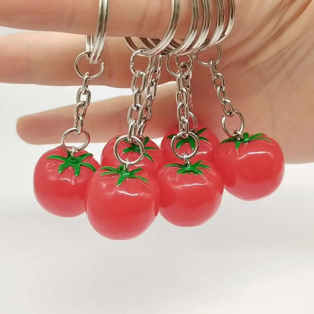 

Personality Creative Simulation Tomato Key Chain 2021 New Resin Tomato Keychains Bag Car Pendant Promotion Gift Spot Wholesale