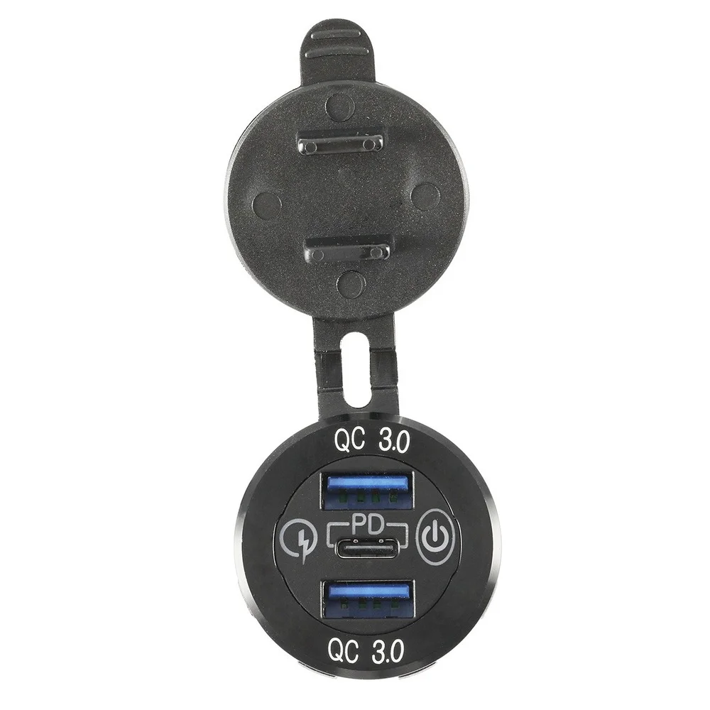 60 Вт Двойной QC 3 0 USB и C PD Тип-C Трехместный Разъем 12-24V Алюминий автомобиля Зарядное