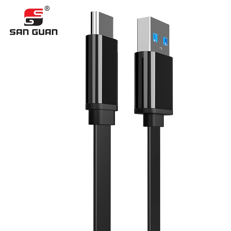 Плоский кабель с разъемом USB типа C 3A быстрая зарядка шнур для синхронизации