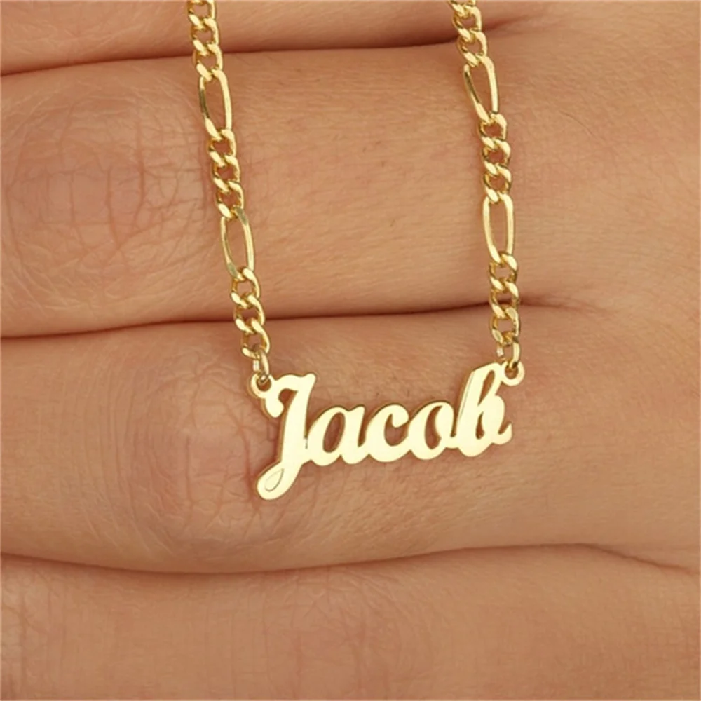 

2022 New Neo-Gothic Personalized Name Necklaces for Men Nameplate Jewelry Stainless Steel Women Gold Custom Letter Necklace Gift