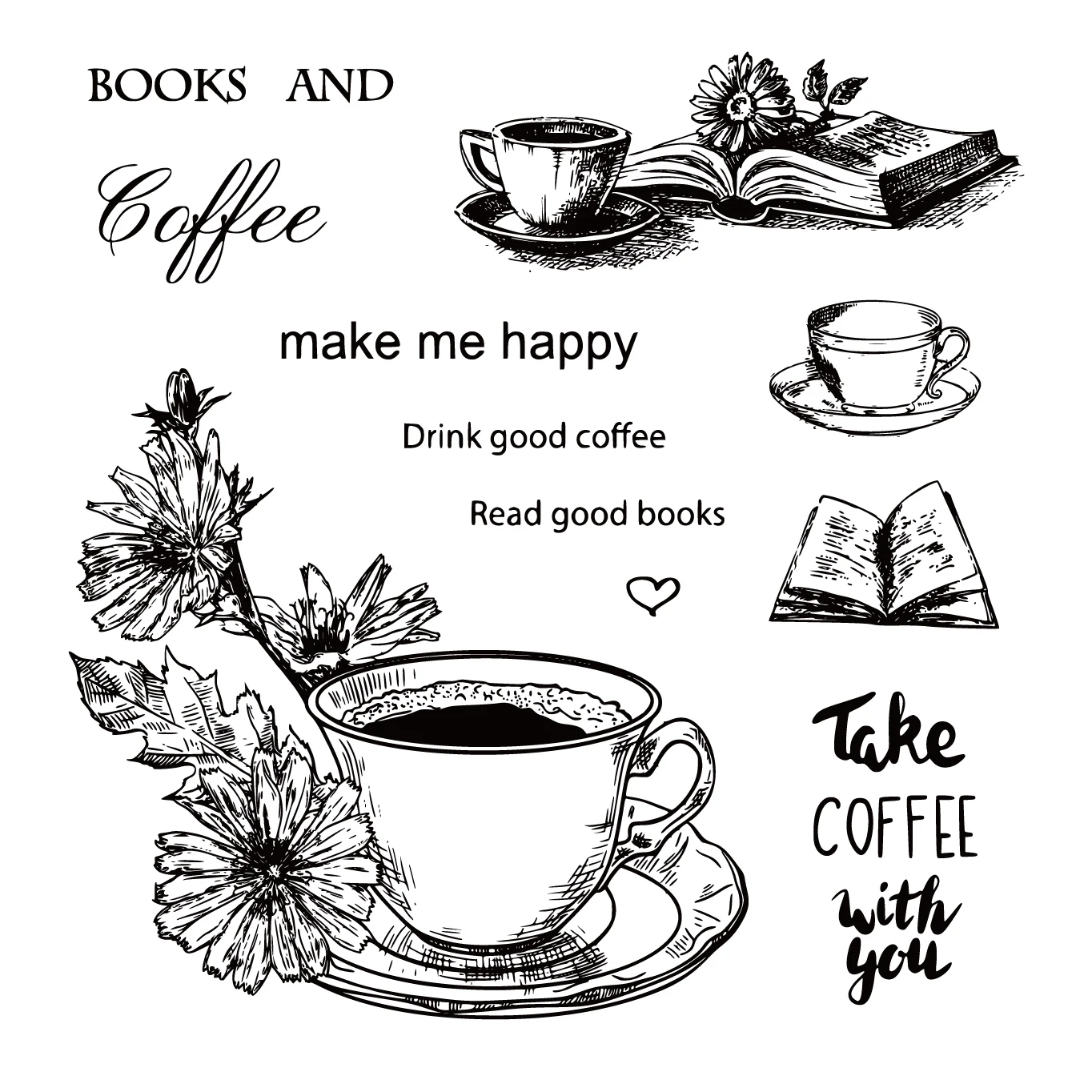 Кофейные и цветы/прозрачные штампы/печать для самостоятельного скрапбукинга