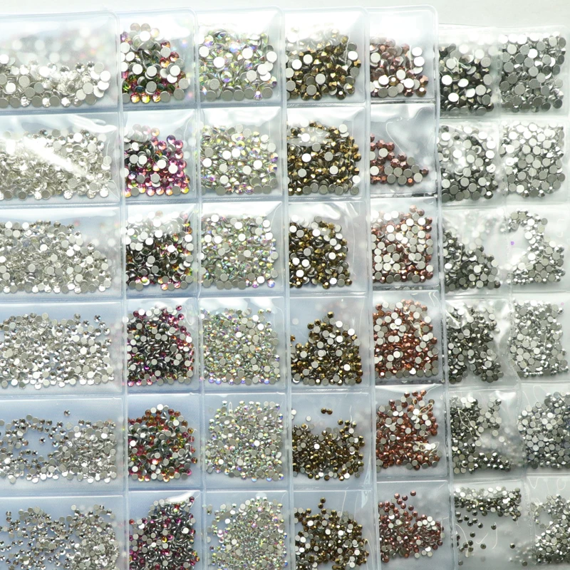 

2021 1600pcs Multi-size Crystal Manicure Rhinestones Nail Decoration Strass Charms Stones For 3D Designs Nails Accessoires
