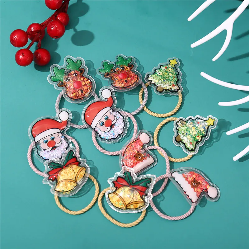 

Cute Christmas Tree Bell Hat Santa Claus Hair Bands Cartoon Elastic Hair Rope Scrunchies Kids Girls Christmas Hair Accessories