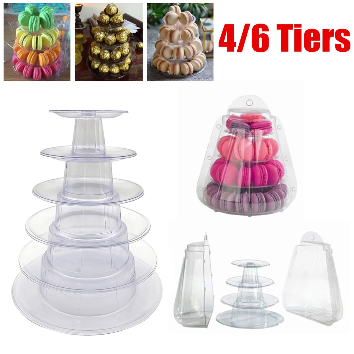 3/ 4/6 слой Макарон Дисплей Башня высокое качество ПВХ башня стенд помадка торт