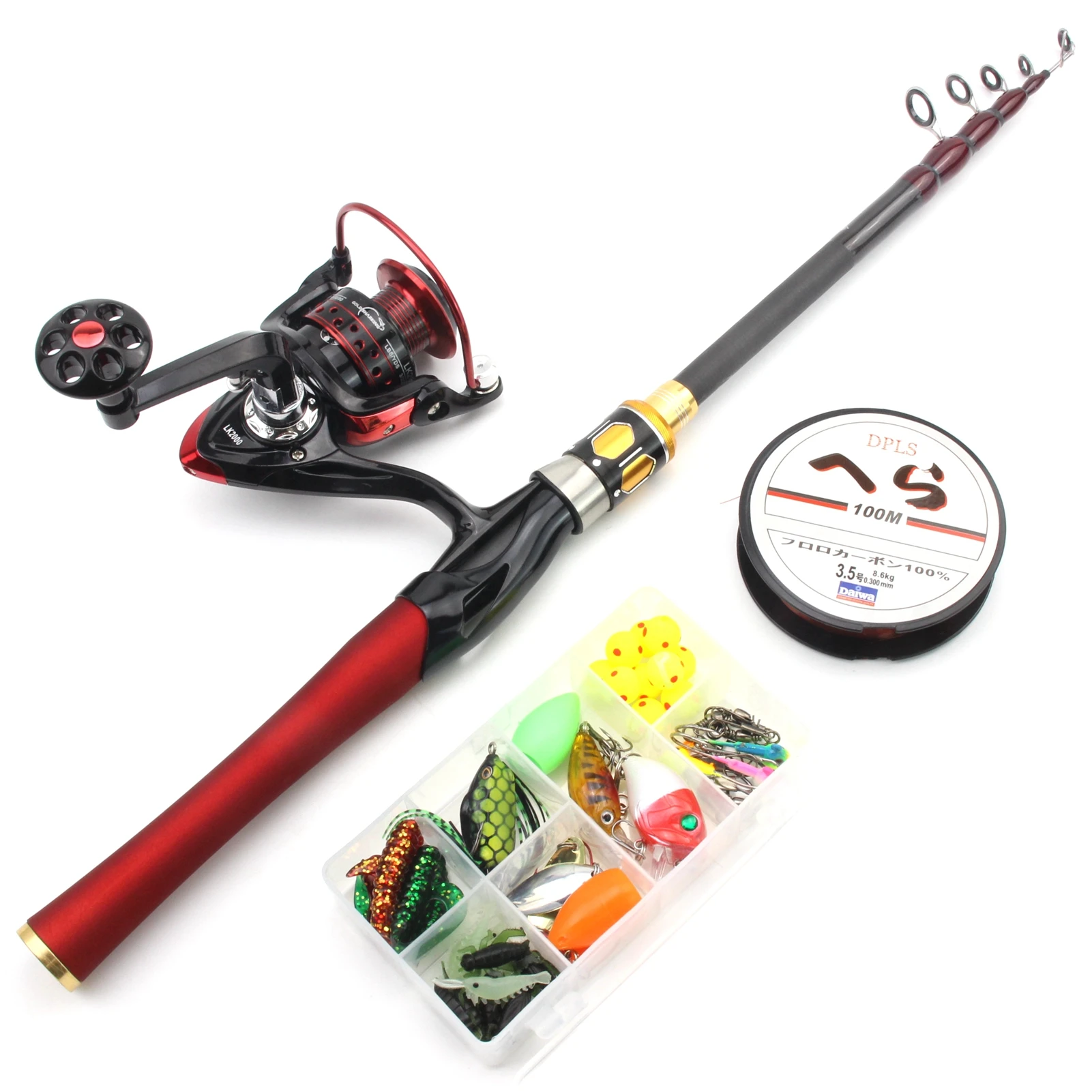 

2.1M Fishing rod with reel Casting Rod and reel Soft bait Fish hook bag set Travel lure Trout Portable telescopic fishing rod