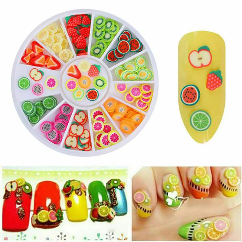 3D Полимерная глина Слайдеры для ногтей в виде фруктов украшения акриловых