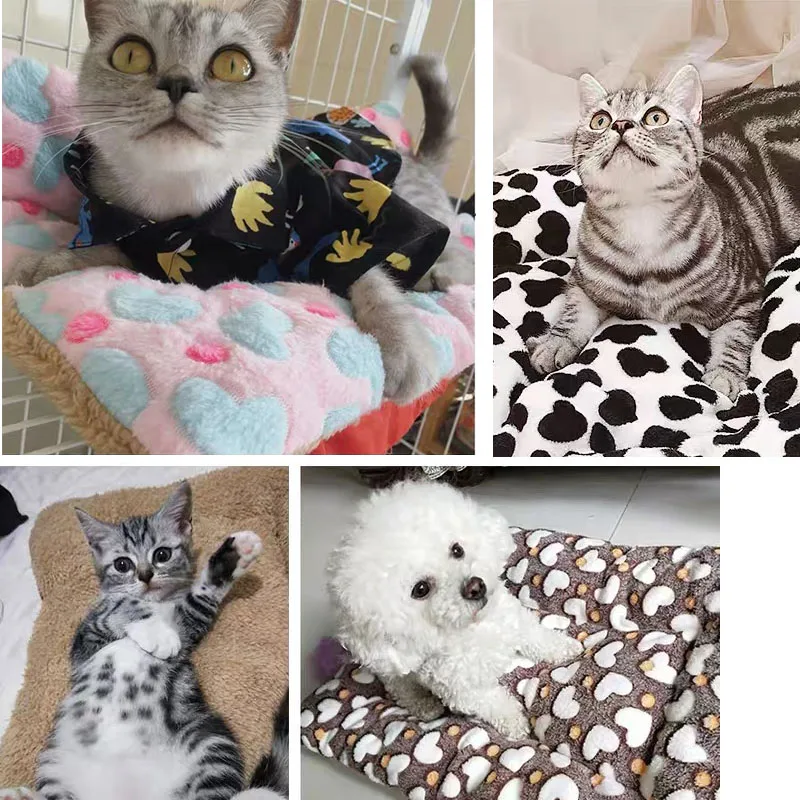 Хлопковые коврики для собак кошек гнезда осенне-зимнее меховое одеяло домашних