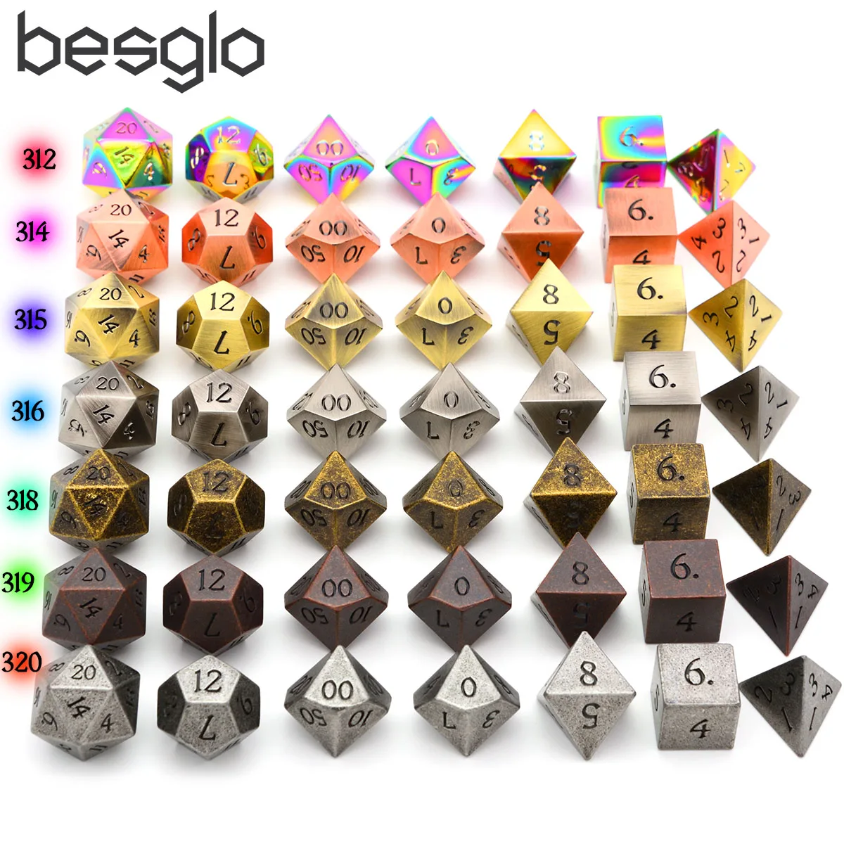 16 мм стандартные металлические игральные кости с черным чехлом для ролевых игр DND