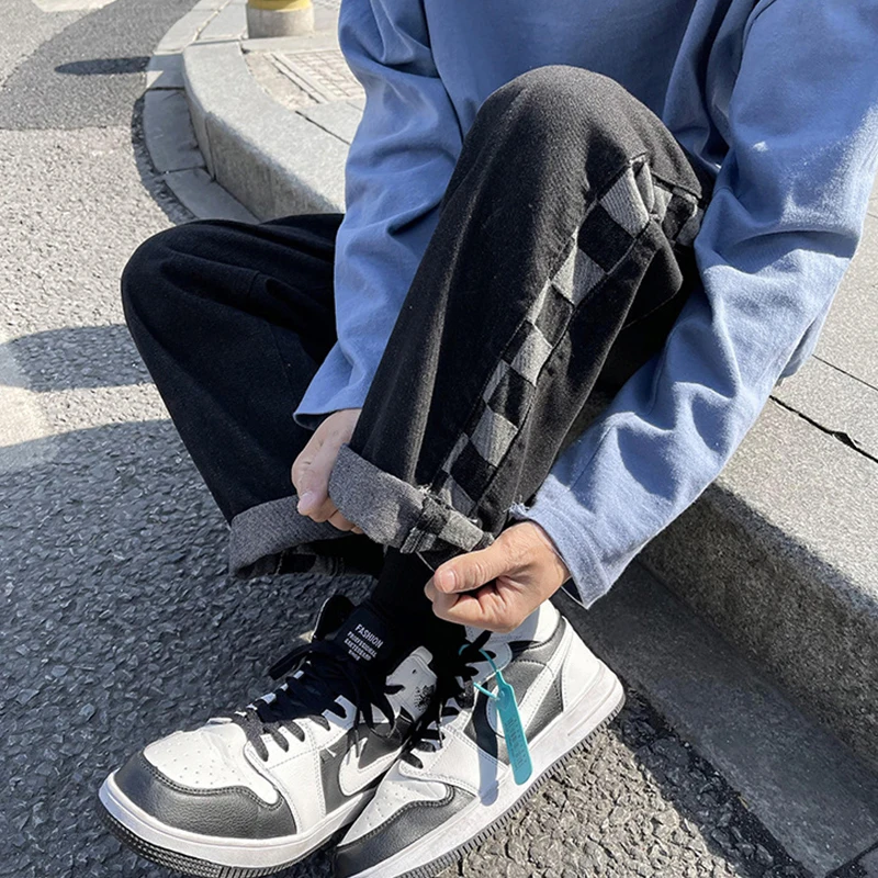 Горячая Распродажа весенние ретро джинсы на шнурке мужские корейские свободные