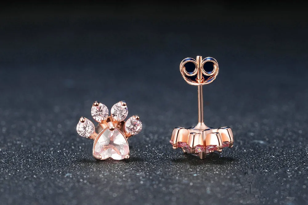 

Cute Cat Paw Earrings for Women Rose Gold Fashion Dog Paw Paw Print Earrings Crystal Earrings for Women Gift Jewelry