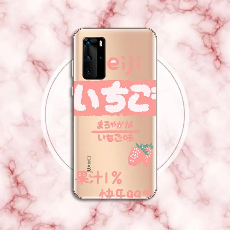 

Japanese Strawberry Milk food Phone Case Transparent for Huawei P honor 8 10i 20 30 40 smart 2019