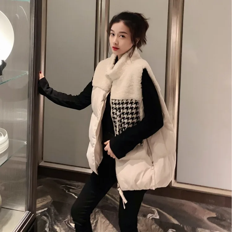 

Tweed Stitched Cotton Vest for Women's Autumn and Winter 2021 New Cotton Jacket Sleeveless Bread Jacket