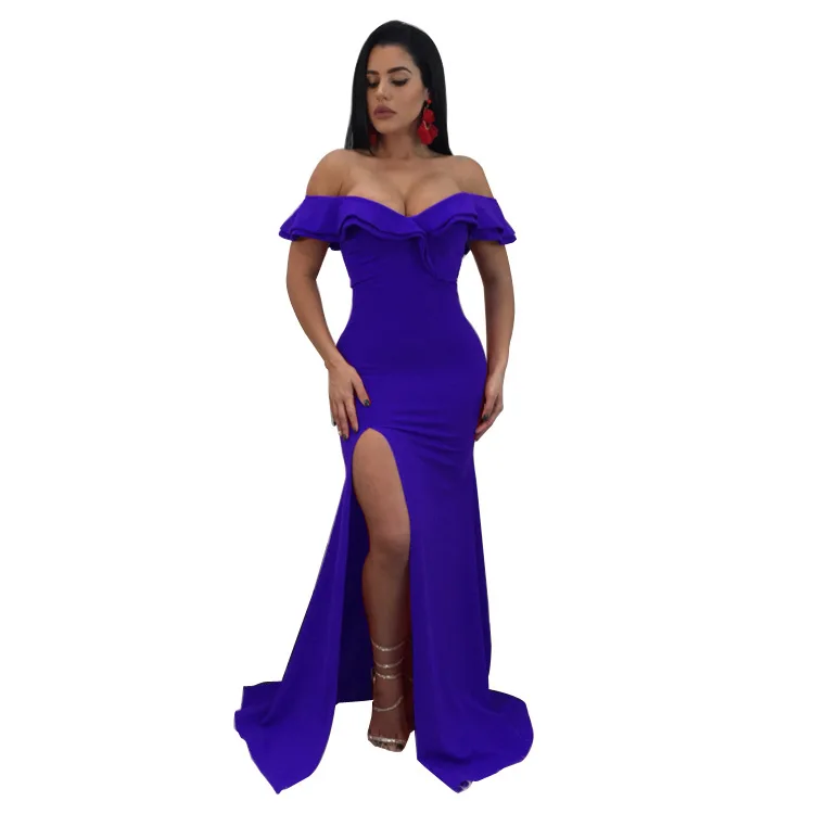 Женское вечернее платье vestidos vestido, длинное платье, сексуальные вечерние платья размера плюс, женские платья с оборками, с открытыми плечами