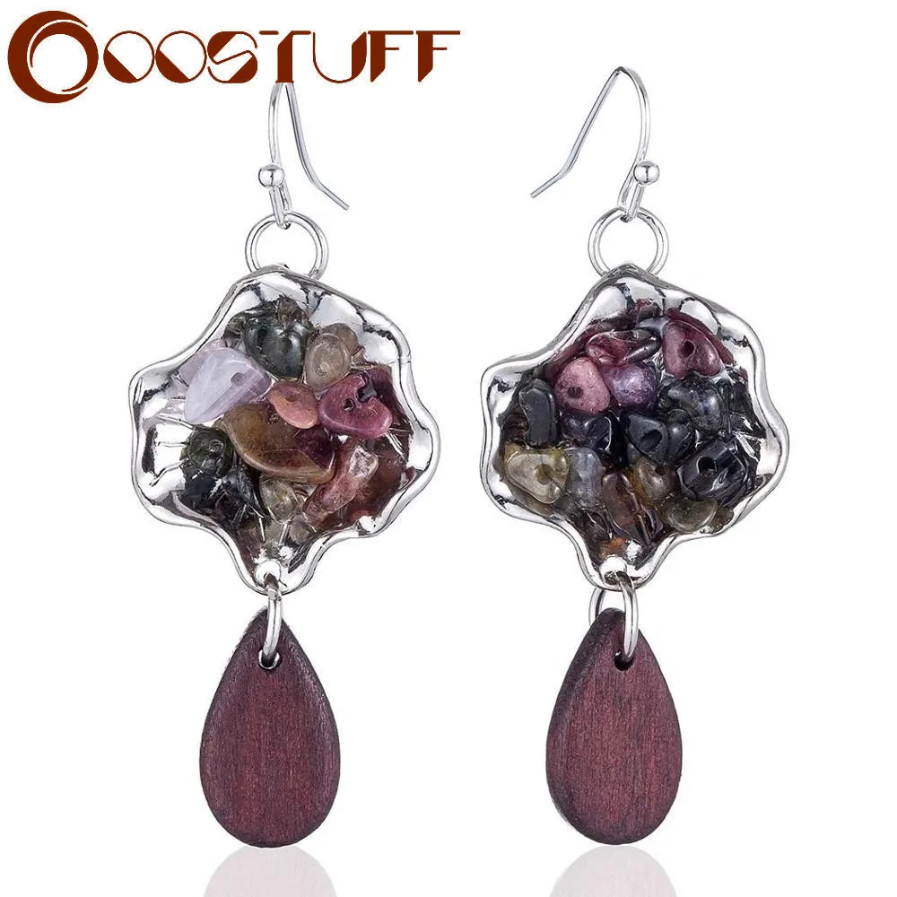 Длинные висячие серьги для женщин ювелирные изделия Винтажные цветные с камнями