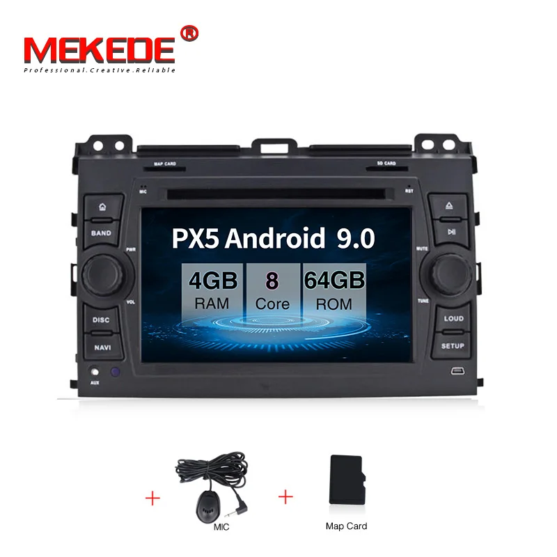 PX5 DVD MEKEDE Android9.0 4G ram 64G rom RDS автомобильный мультимедийный плеер для toyot prado 120 2003-2009 Автомобильный gps навигатор радио wifi Casstee - Цвет: PX5 DVD
